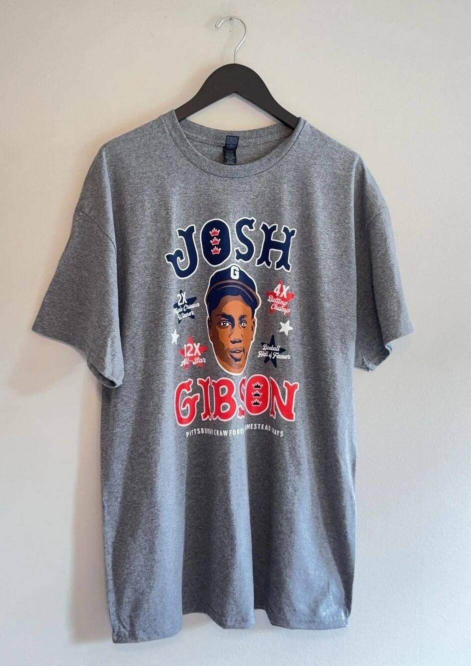 Gildan Josh Gibson Shirt Mens XL Gray Baseball Hall Of Fame Graphic Tee Pirates